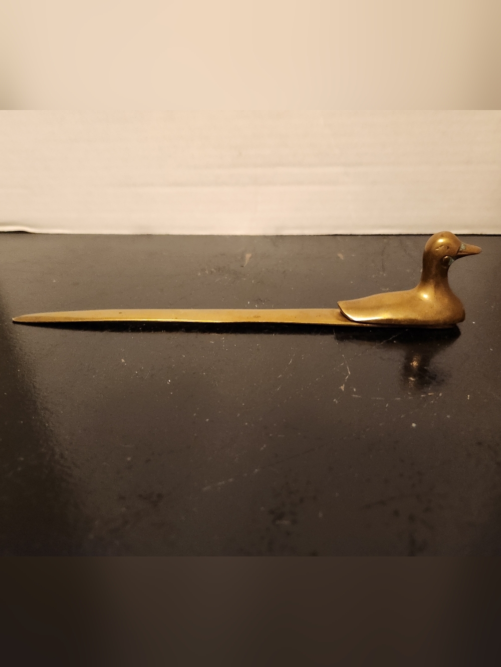 Vintage Solid Brass  Duck Mallard Letter Opener 8.5" Mid Century
